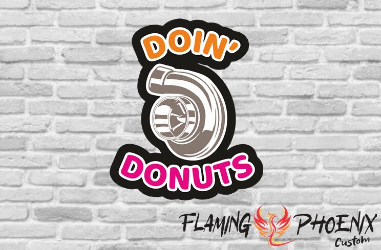 DOIN' DONUTS CUSTOM CAR VINYL STICKER DECAL