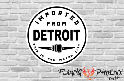 IMPORTED FROM DETROIT CUSTOM CAR VINYL STICKER DECAL