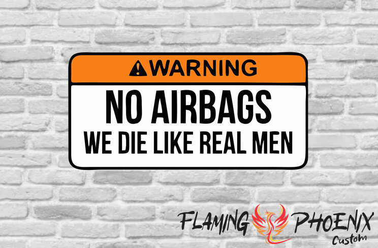 NO AIRBAGS WE DIE LIKE REAL MEN CUSTOM CAR VINYL STICKER DECAL