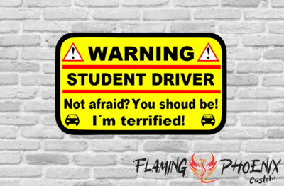WARNING STUDENT DRIVER CUSTOM CAR VINYL STICKER DECAL
