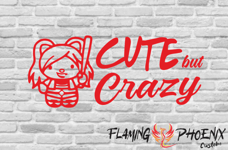 CUTE BUT CRAZY CUSTOM CAR VINYL STICKER DECAL