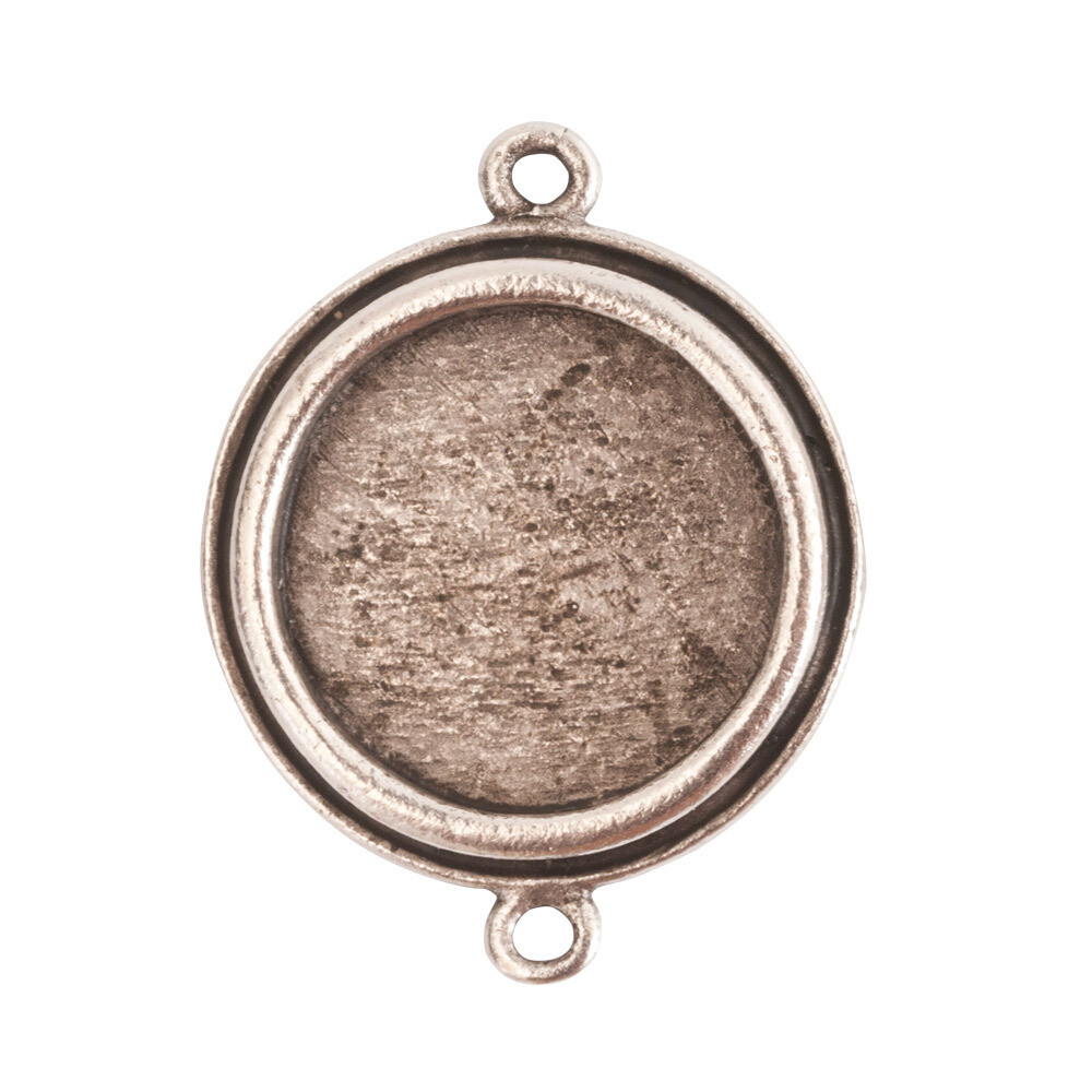 Traditional Pendant Circle Double Loop Antique Silver
