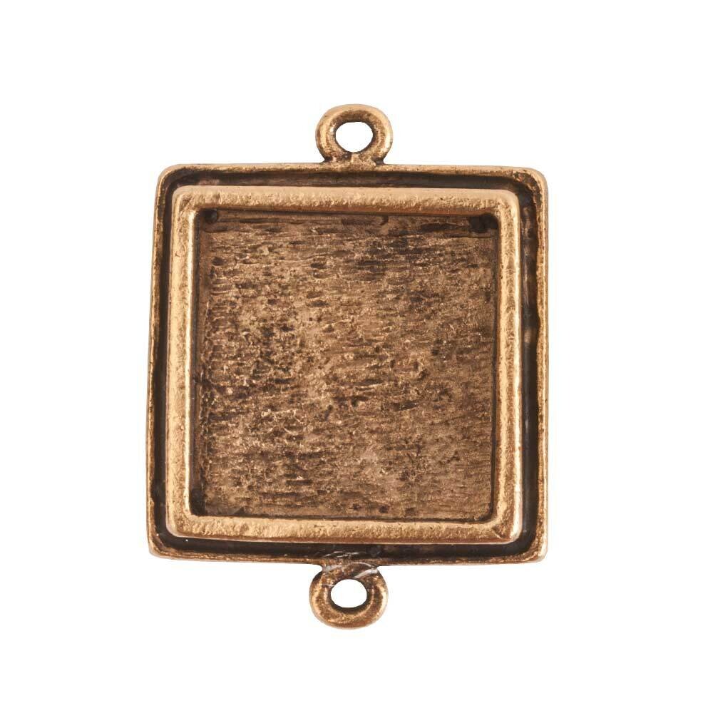 Traditional Pendant Square Double Loop Antique Gold