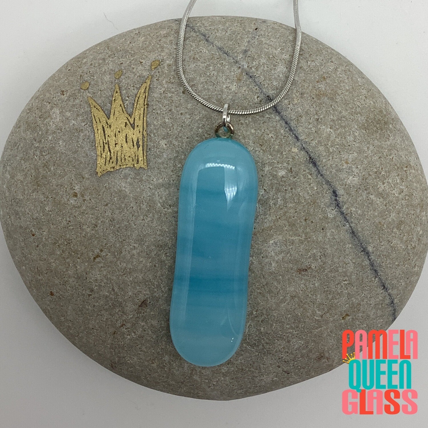 Blue Water Inspired Fused Glass Pendant
