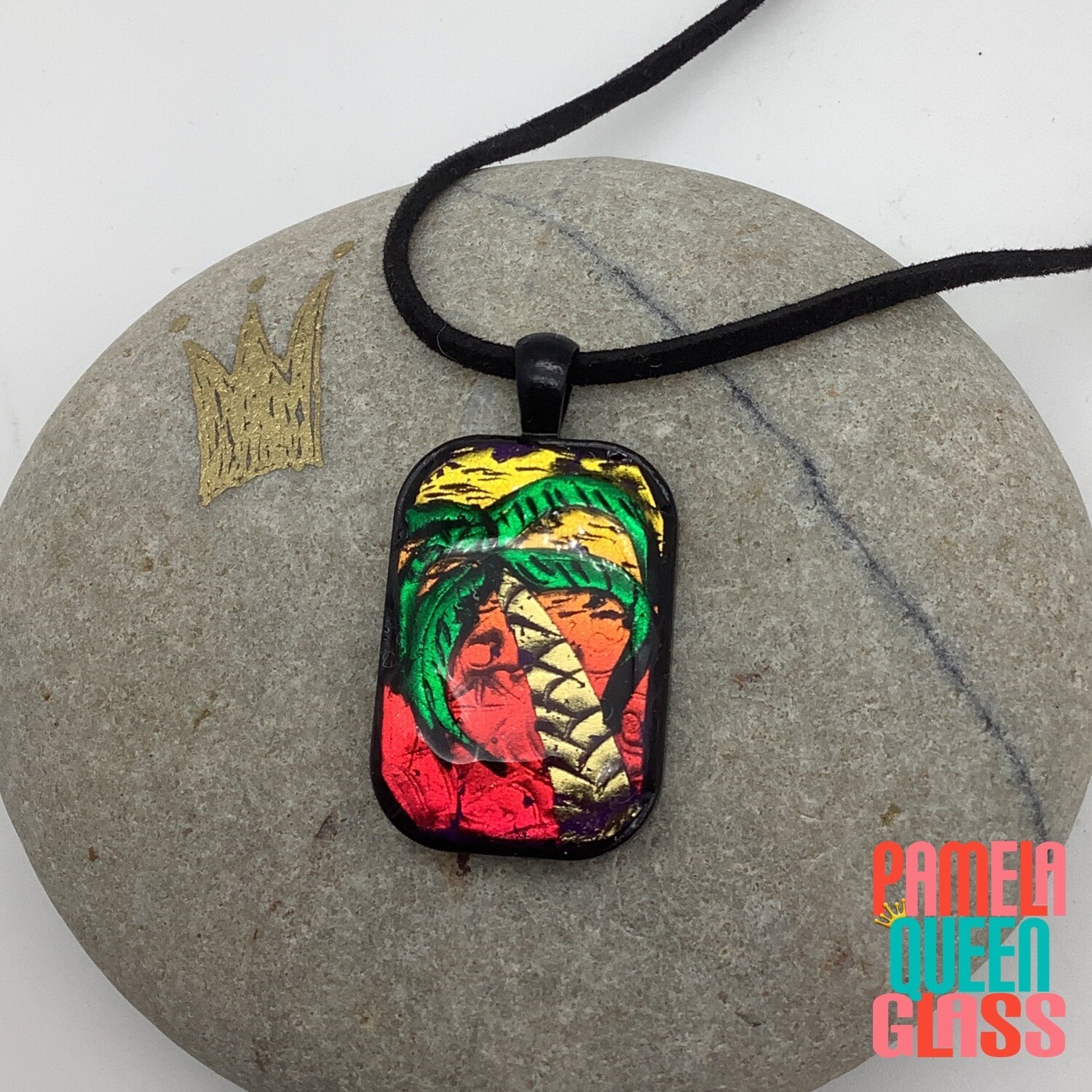 Florida Sunset Palm Tree Inspired Polymer Clay Pendant