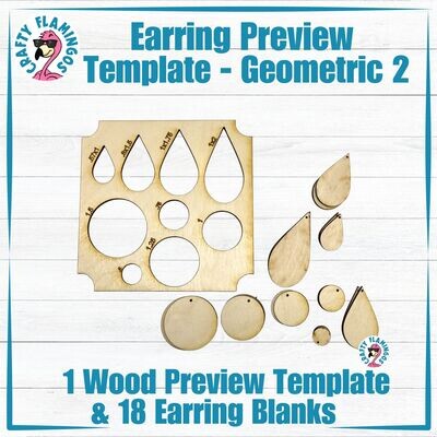 Earring Preview Template - Geometric 2 Circles and Teardrops with 18 Earring Blanks