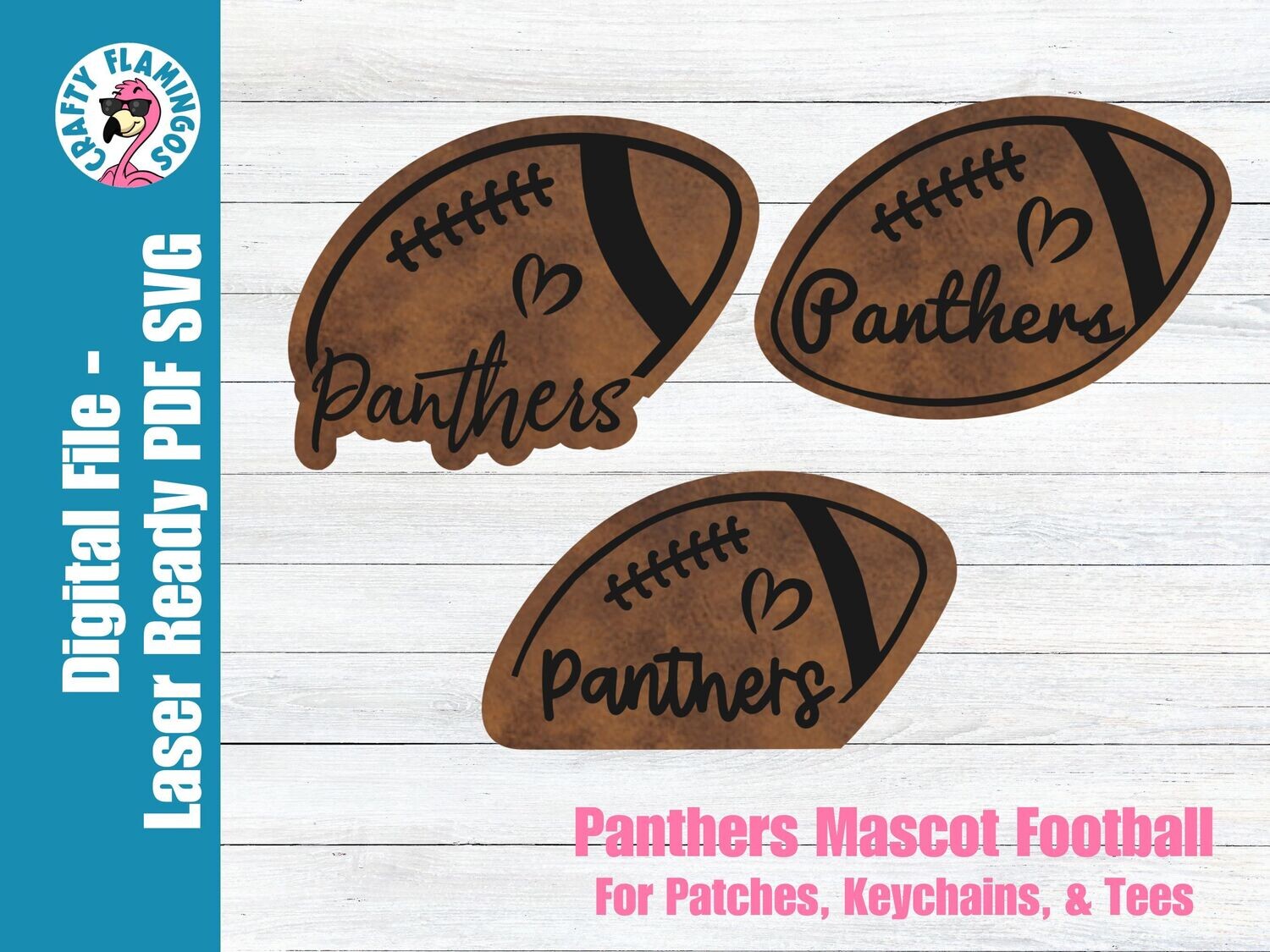 Panthers Football Patch- 3 styles - Patches, Keychain, & Tees - SVG Laser Glowforge Cut File Digital Download PDF