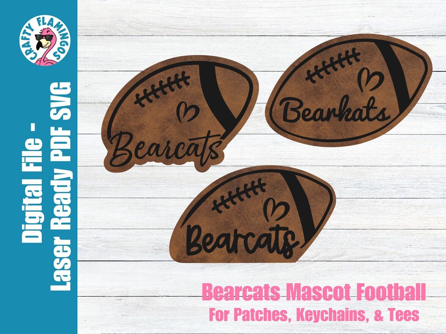 Bearcats Football patch/keychain- 3 styles - Patches, Keychain, & Tees - SVG Laser Glowforge Cut File Digital Download PDF