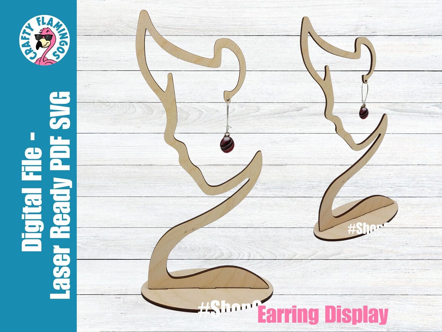 Earring Display Woman Silhouette SVG Glowforge Cut File Digital Download PDF