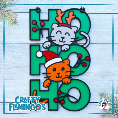 Ho Ho Ho Cat Christmas Holiday DIY SIGN PARTY