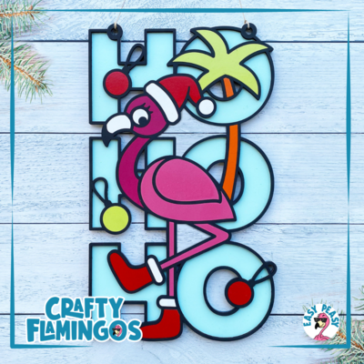 Ho Ho Ho Flamingo Christmas Holiday DIY Sign Project KIT