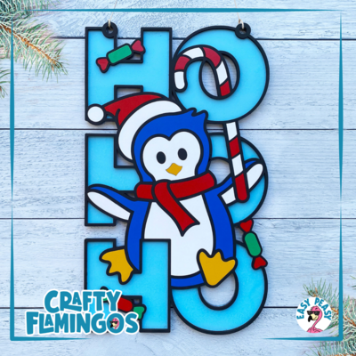 Ho Ho Ho Penguin Christmas Holiday DIY SIGN PARTY