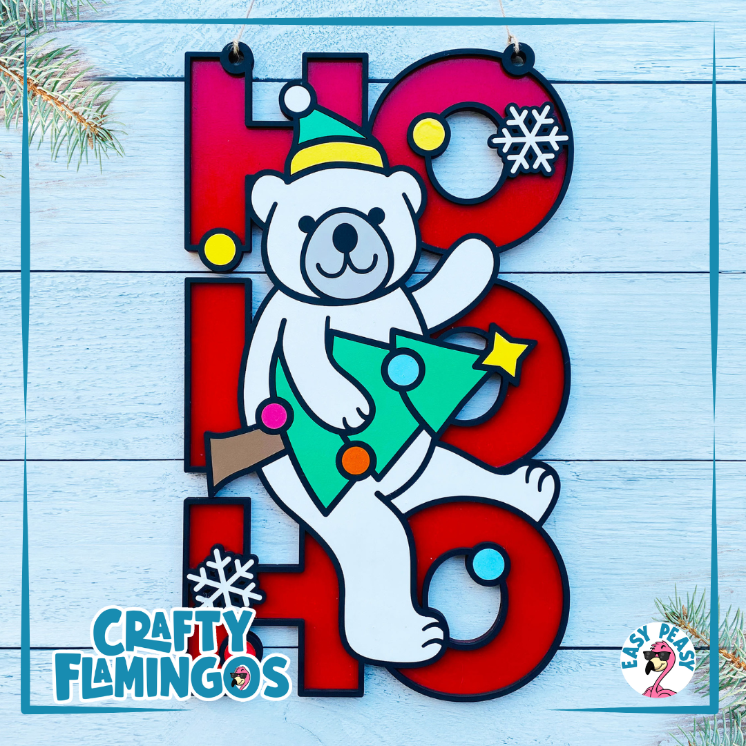 Ho Ho Ho Polar Bear Christmas Holiday DIY SIGN PARTY