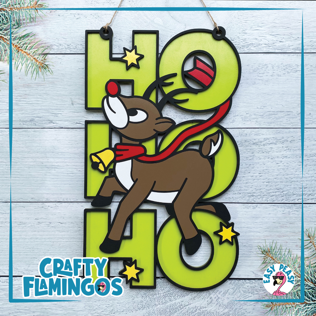 Ho Ho Ho Rudolph Reindeer Christmas Holiday DIY SIGN PARTY