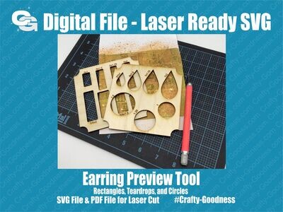 Earring Preview Template Jewelry Design Tool - SVG Glowforge Cut File Digital Download PDF
