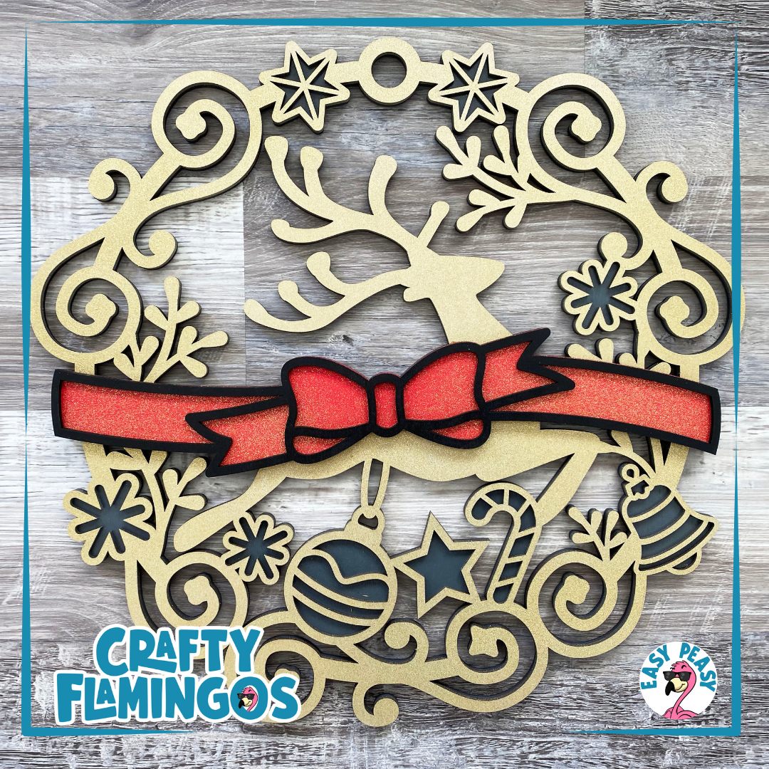 Flying Reindeer Wreath Holiday DIY Sign WORKSHOP