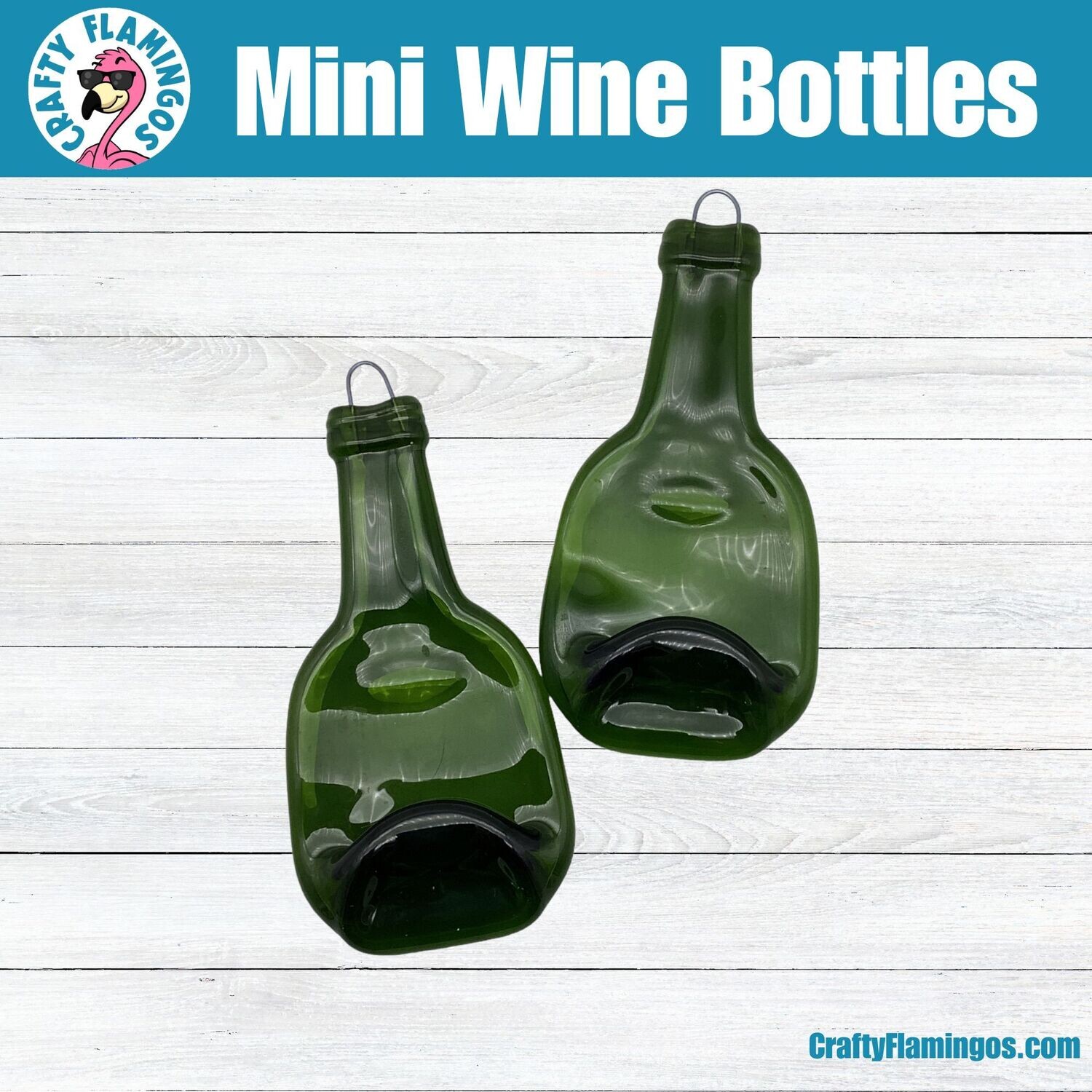 Wine Bottle Ornament Blanks Melted Flattened Mini Glass Bottles ready for Upcycle