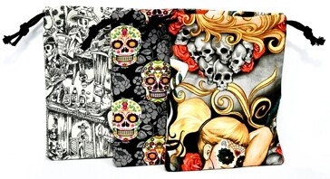 Bones &amp; Flowers tarot bag 6&quot; x 9&quot;