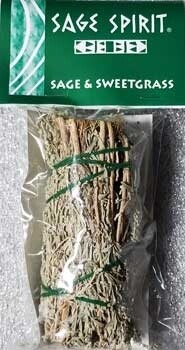 Sage &amp; Sweetgrass smudge stick 5&quot;