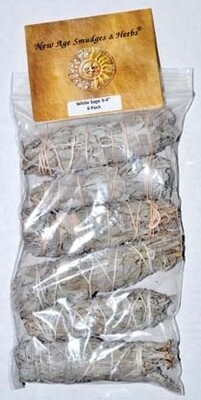 White Sage smudge stick 6-Pack 3&quot;+