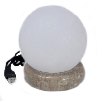 Quality USB Ball WHITE Salt Lamp - 9 cm