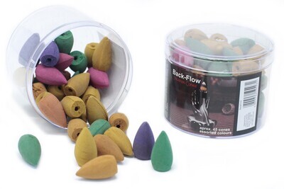 Un-fragranced Tub of Assorted Back Flow Incense Cones (aprox 45)