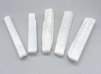 4&quot; Selenite Flower of Life mini sticks (set of 5)