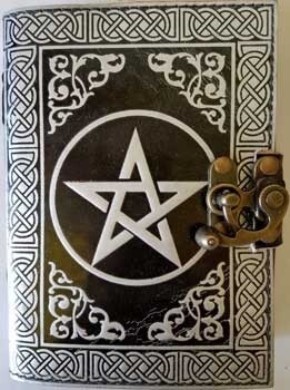 Pentagram leather blank book w/ latch