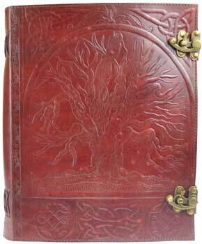 Tree leather blank book w/ latch (10&quot; x 13&quot;)