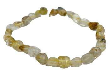 Gold Rutilated Quartz Chip Bracelet