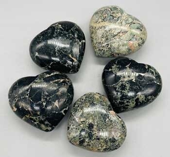 2&quot; Black in Green Stone heart