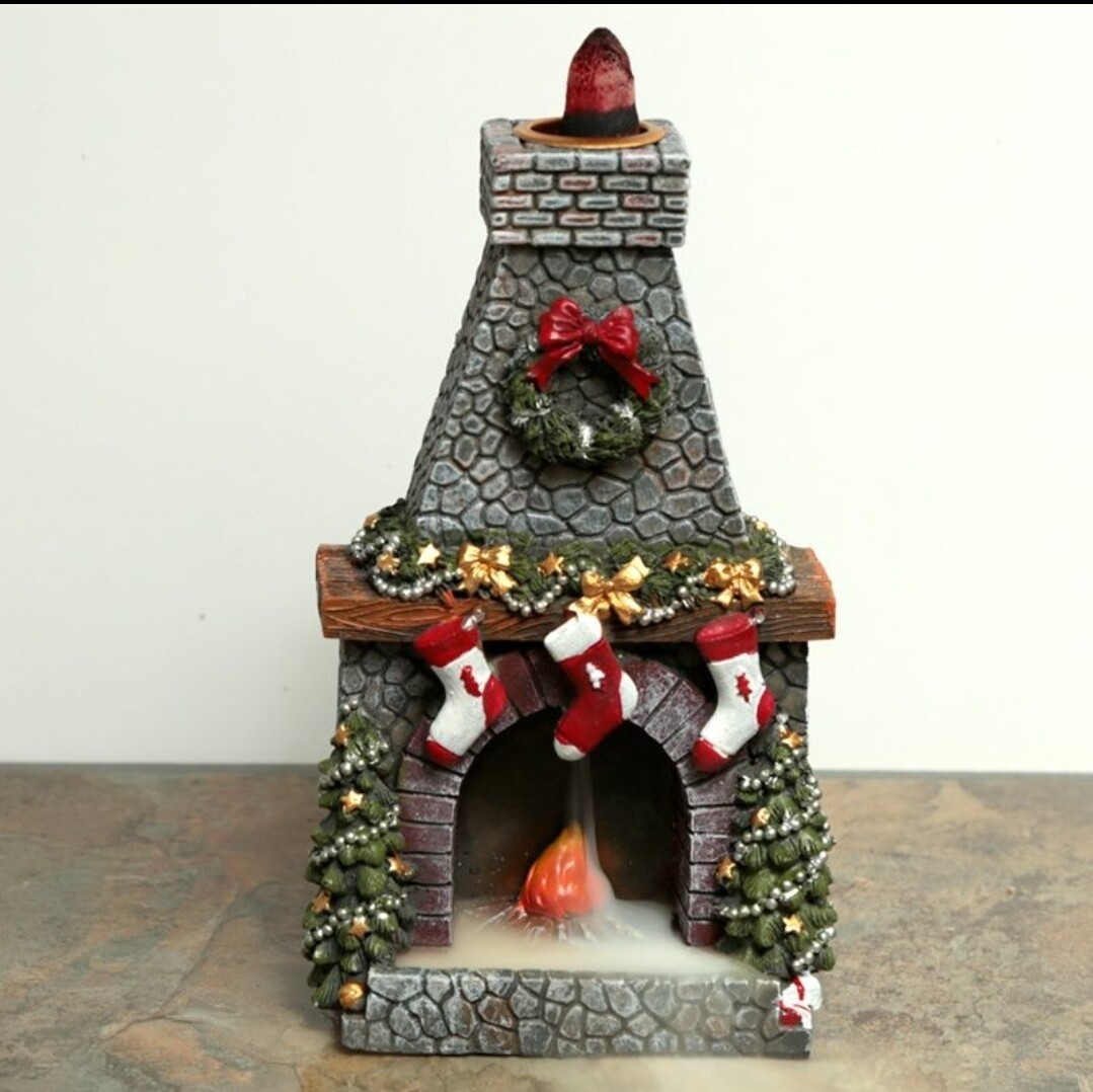 Christmas Fireplace Backflow Incense Burner