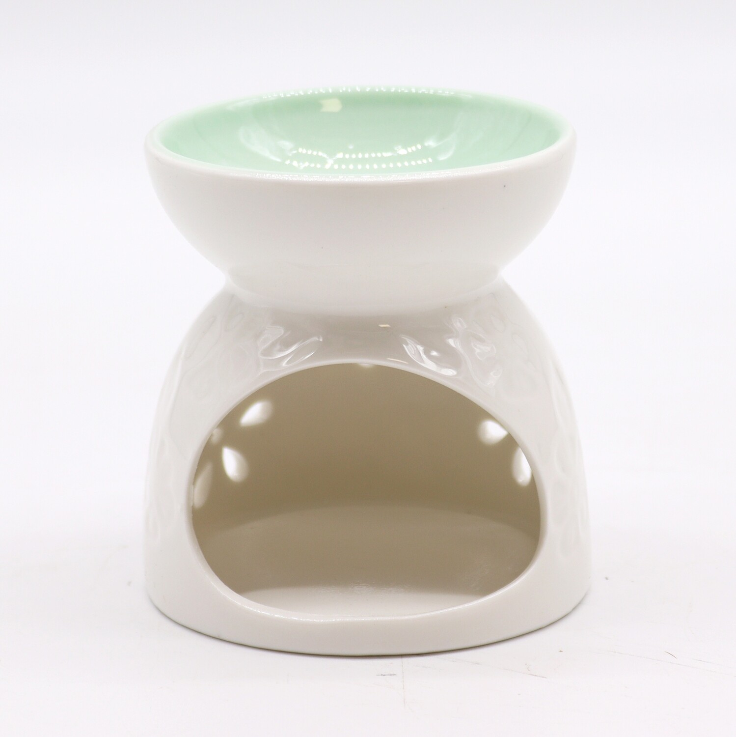 Floral with Teal Well, White Oil Burner