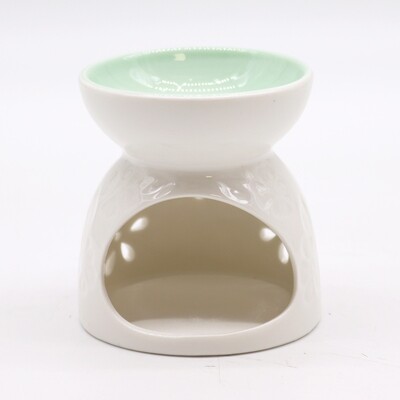 Floral with Teal Well, White Oil Burner