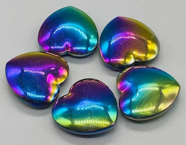 1 3/4&quot; Hematite, Rainbow heart
