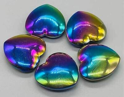 1 3/4&quot; Hematite, Rainbow heart