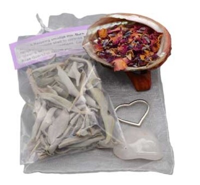Love &amp; Relax smudge kit w/ Shell &amp; Stand