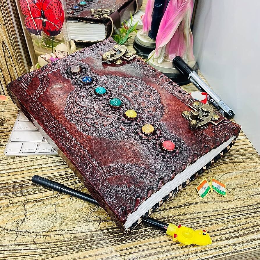 7 Stone leather blank book w/ 3 latch