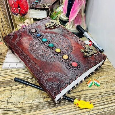 7 Stone leather blank book w/ 3 latch