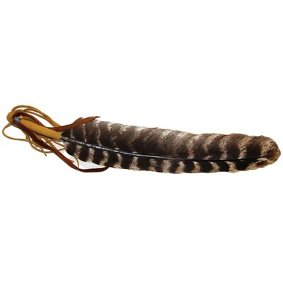 Leather Wrapped smudging feather 12&quot;