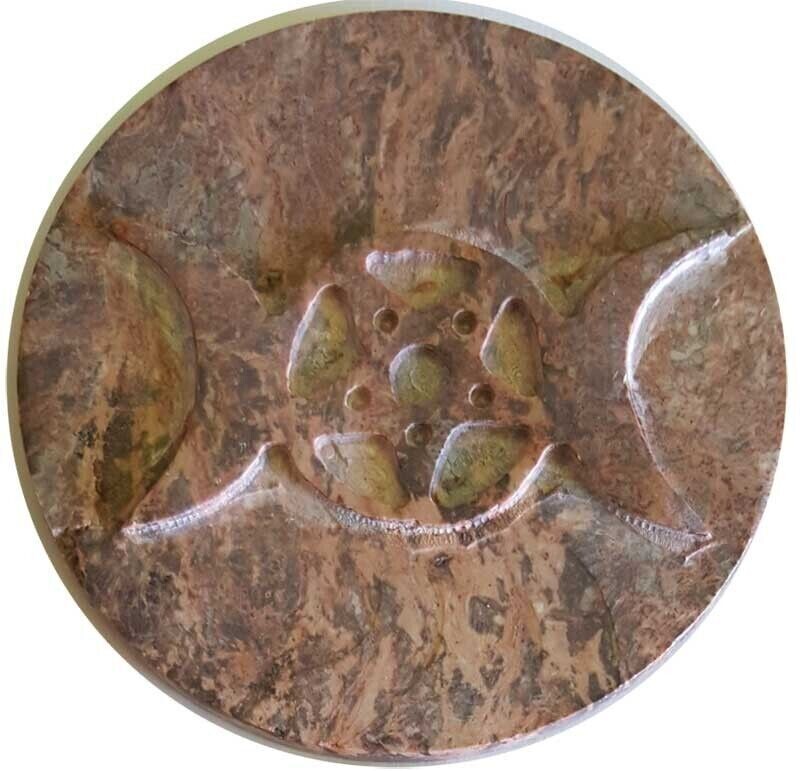 Soapstone Triple Moon altar tile 3&quot;