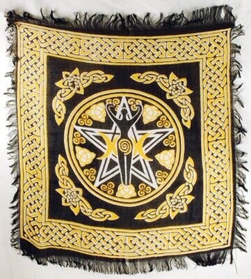 Pentagram Goddess altar cloth 18&quot; x 18&quot;