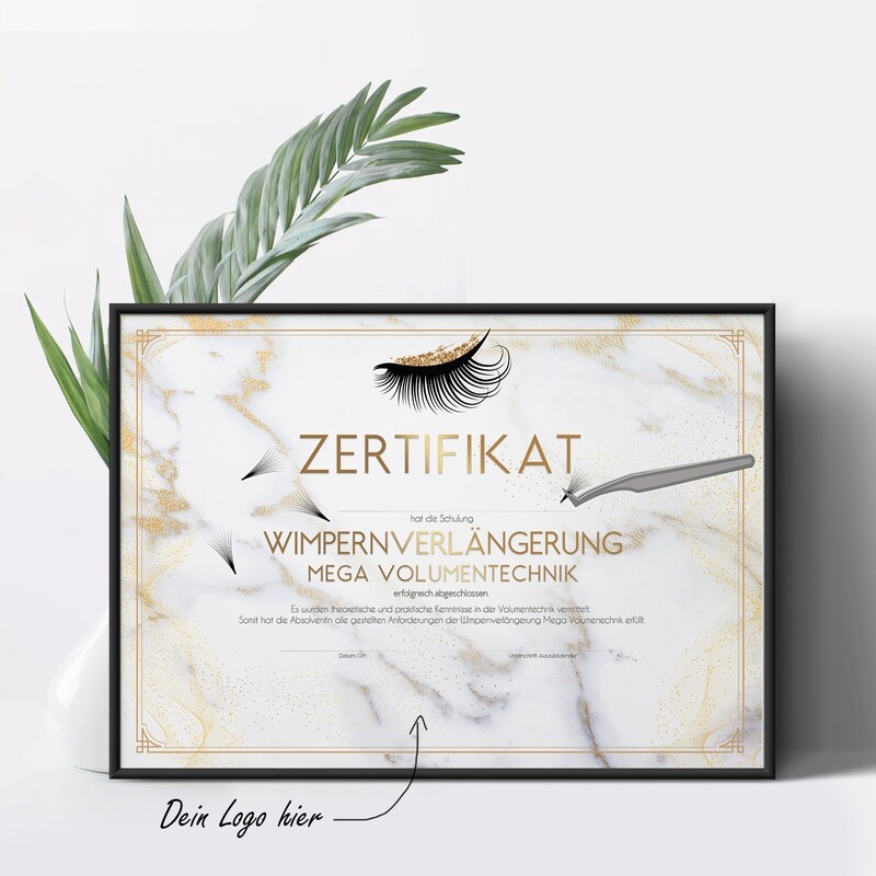 Zertifikate DIN A4 - Lashlifting  / Wimpernlifting
