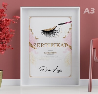 Zertifikat DIN A3 -Lashlifting / Wimpernlifting