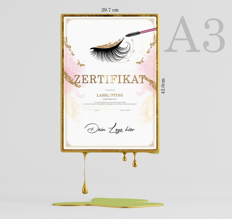Zertifikat DIN A3 -Lashlifting / Wimpernlifting