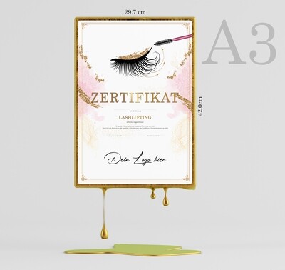 Zertifikat DIN A3 -Lashlifting / Wimpernlifting