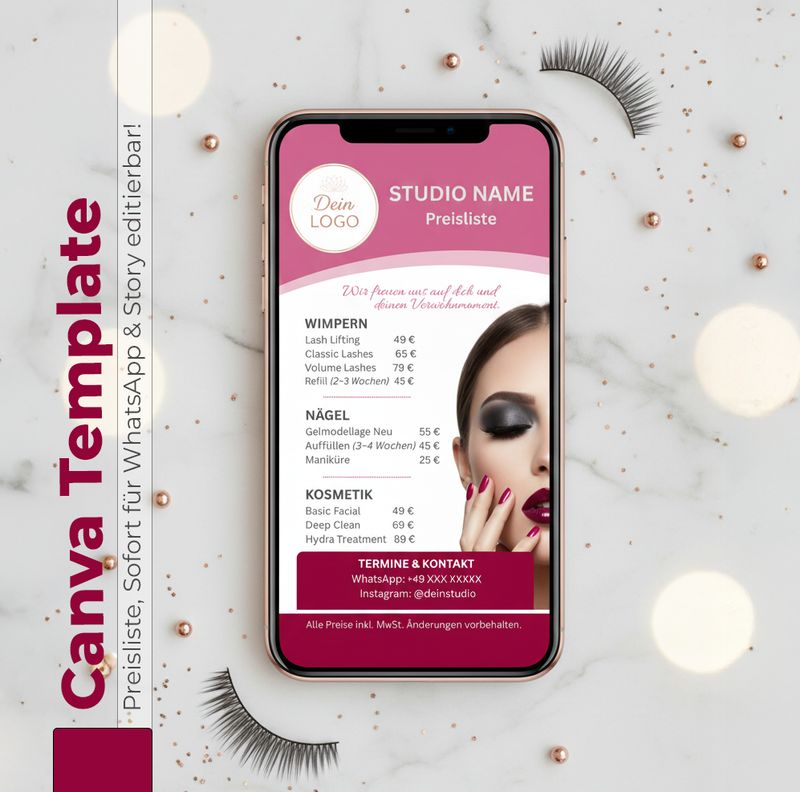 Canva Template / Digitale Preisliste