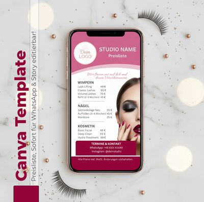 Canva Template / Digitale Preisliste Canva Template / Digitale Preisliste