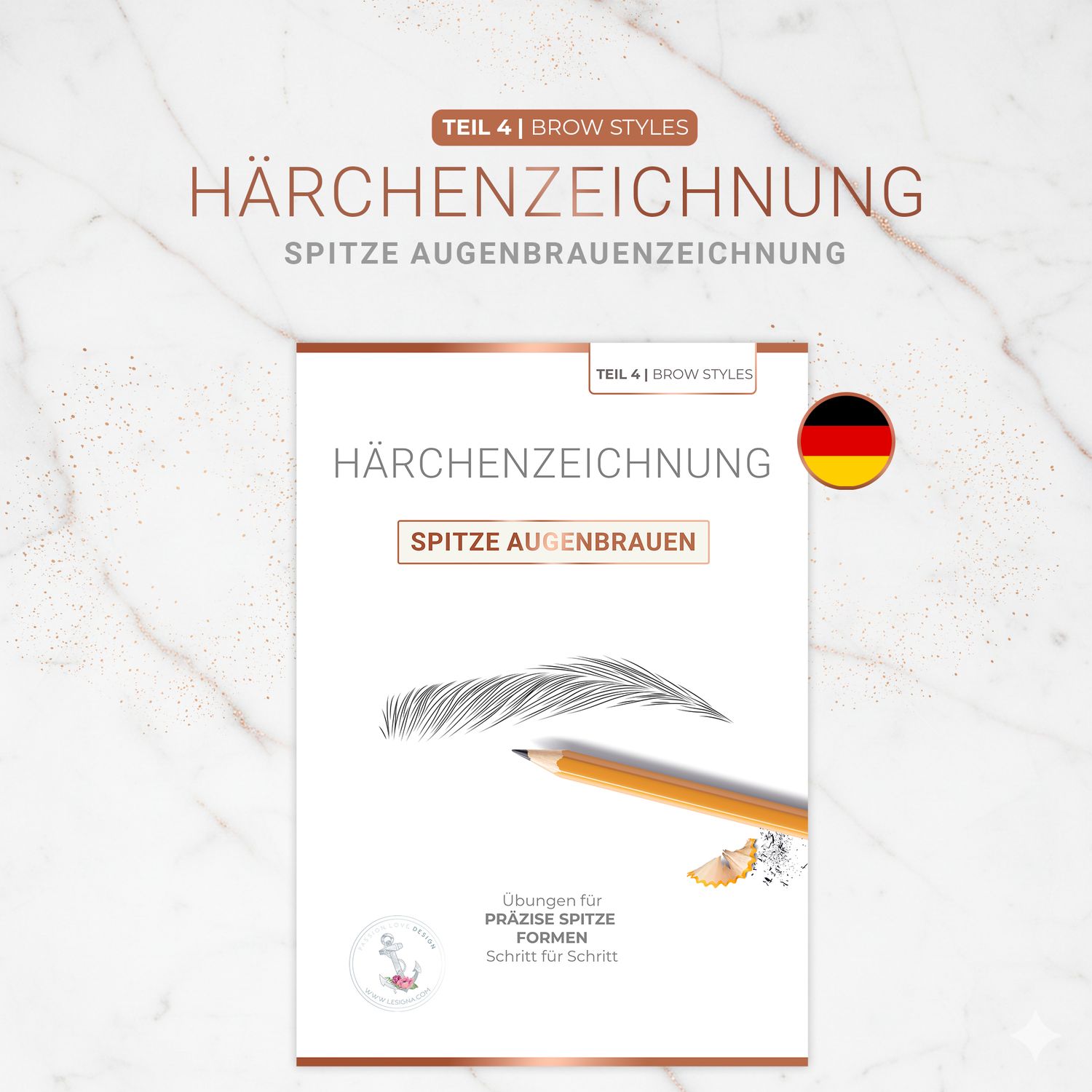 Härchenzeichnung  |  Spitze Augenbrauen (PDF Übungsset)