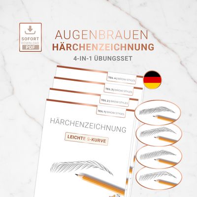 Augenbrauen Härchenzeichnung | 4-in-1 Übungsset (PDF) Augenbrauen Härchenzeichnung | 4-in-1 Übungsset (PDF)
